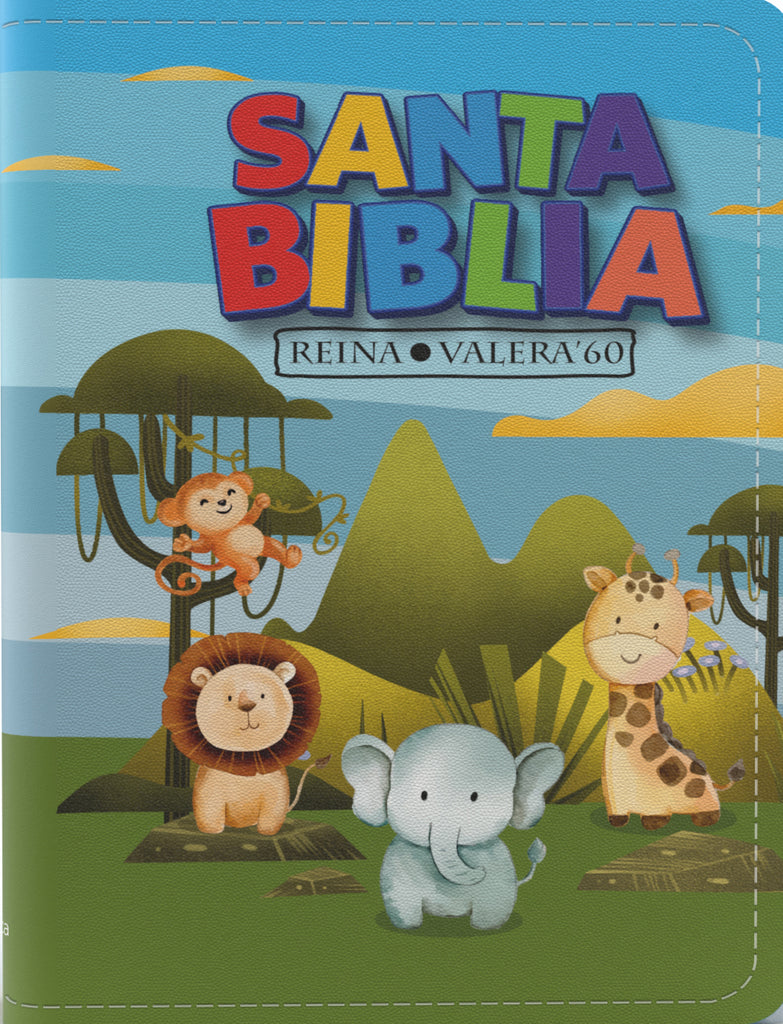 BIBLIA RVR 1960 BOLSILLO PARA NINOS ANIMALES VINILO CON CIERRE